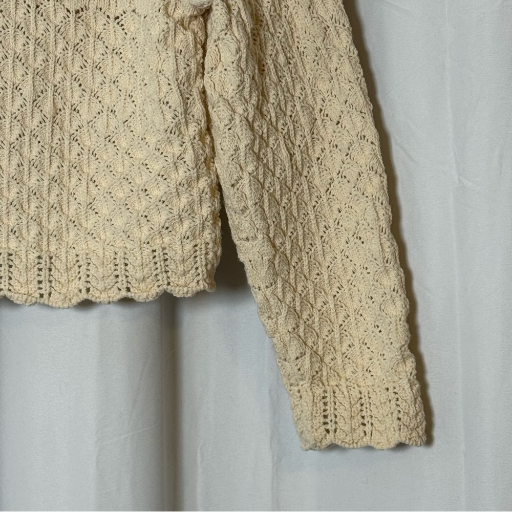 ba&sh Jump Cardigan Cropped Crochet Scalloped Cream Size 3 Womens US 8 Parisian - Picture 8 of 15